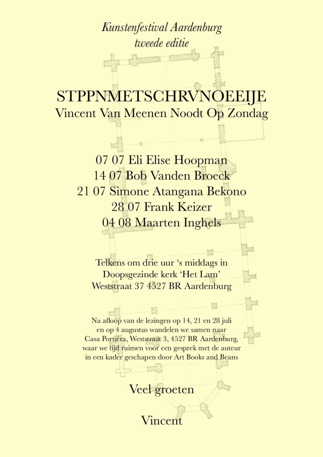 Kunstenfestival Aardenburg 2019 - Literair luik STPPNMETSCHRVNOEEIJE - Affiche - 